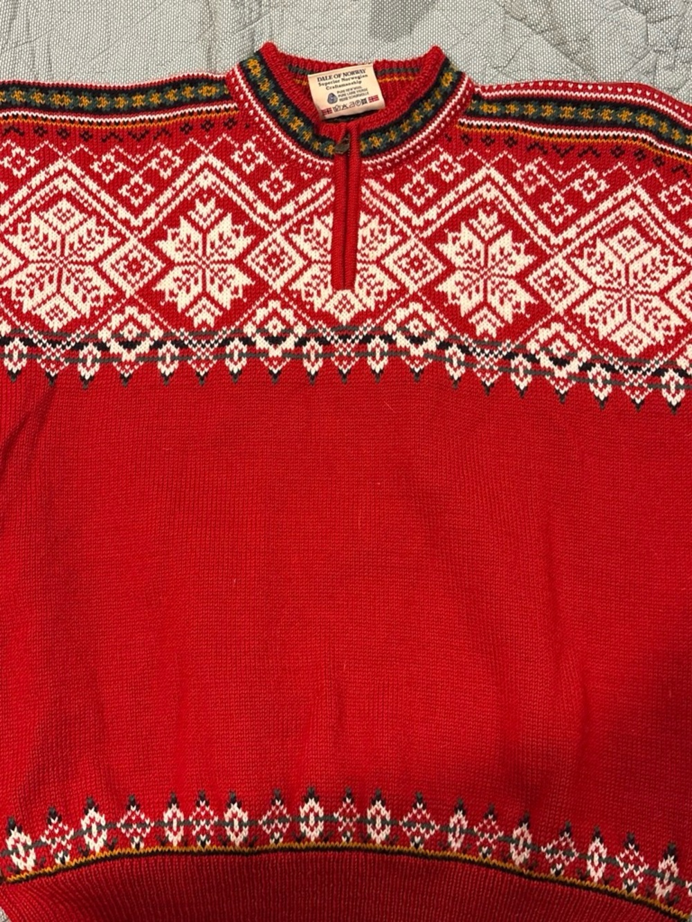 Dale of Norway Red and White Nordic Zip Sweater